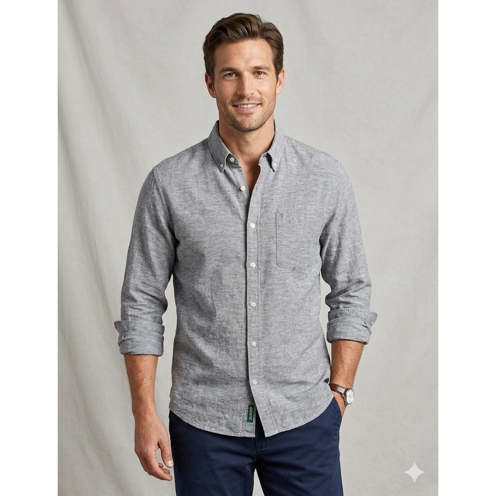 Orvis Performance Linen Shirt Mens XL Grey Excellent